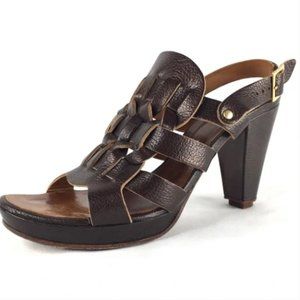 Chie Mihara Berguera Platform Leather Heeled Sandals Dark Brown